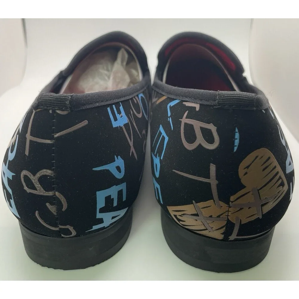 Men’s Party Dress Shoes Black Multicolor Graffiti Meijiana Size 11 - Picture 4 of 6